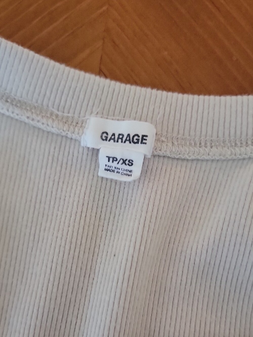 Garage Light Beige Ribbed Snap-Front Crop Top - Picture 5 of 5